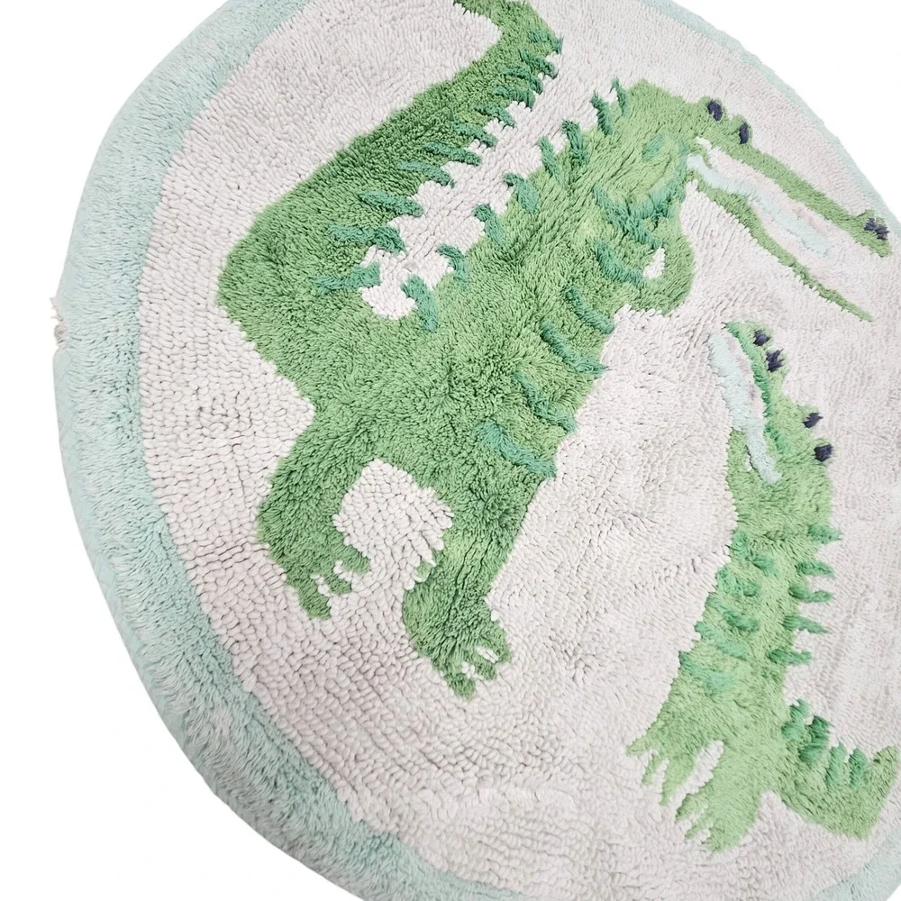 Pottery Barn Kids Bath Rug Kids 28in Green Alligator Round Cotton Tufted‎ Mat